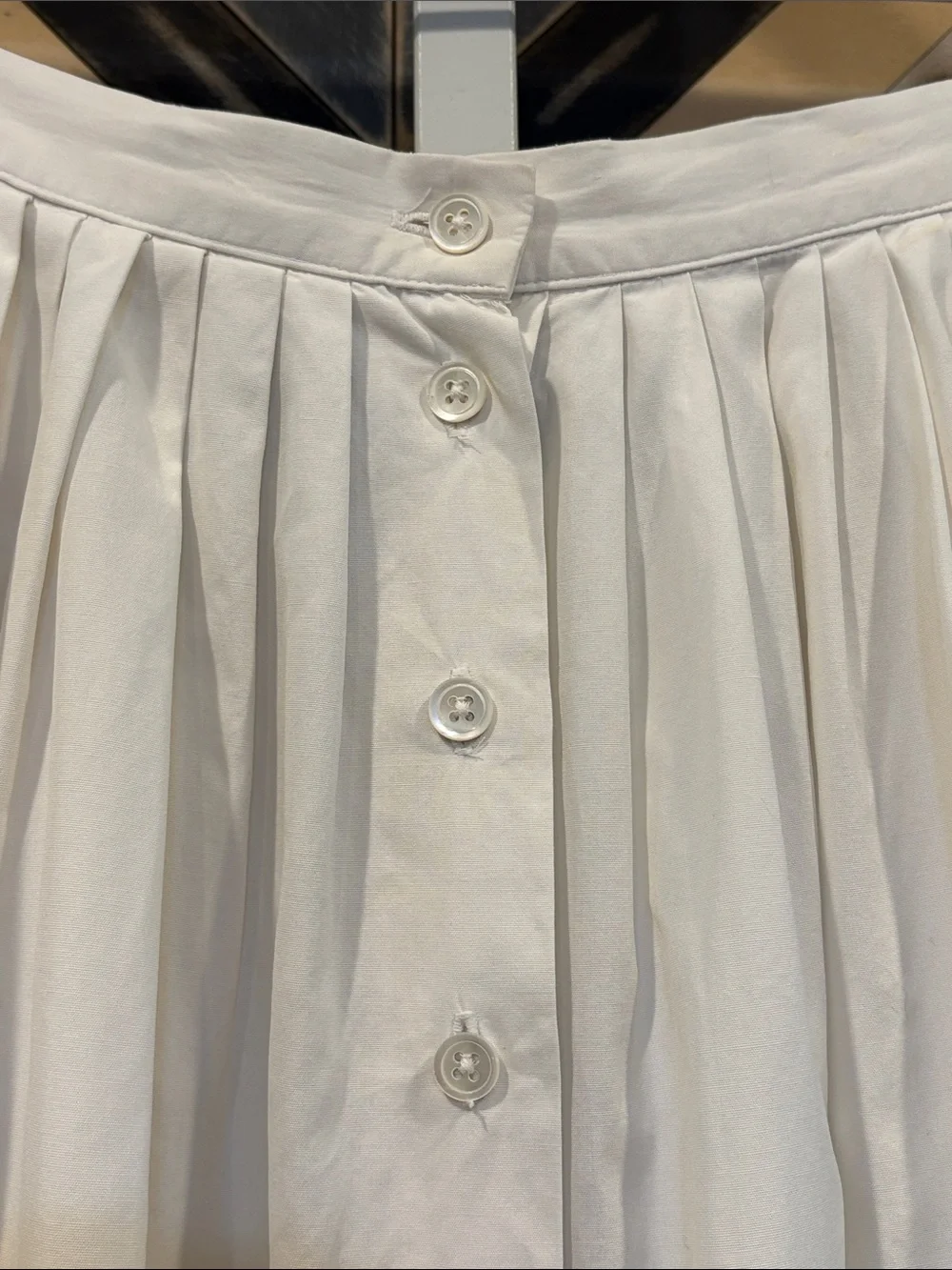 Vintage Ralph Lauren 90s White Cotton Button-Front Gathered Maxi Skirt 4 / XXS